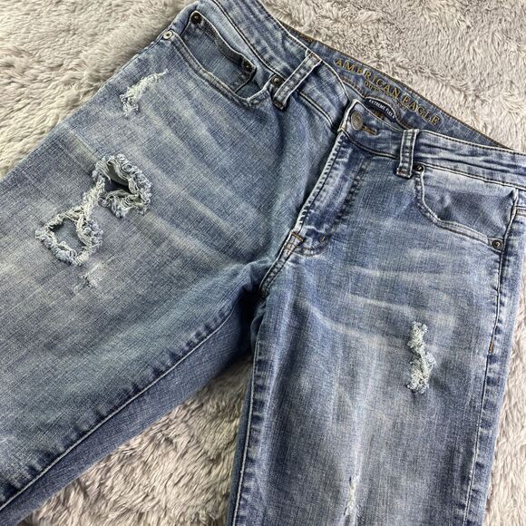 American Eagle Jeans Mens 30x30 Blue Extreme Flex 4 Distressed Original Straight - Picture 1 of 13